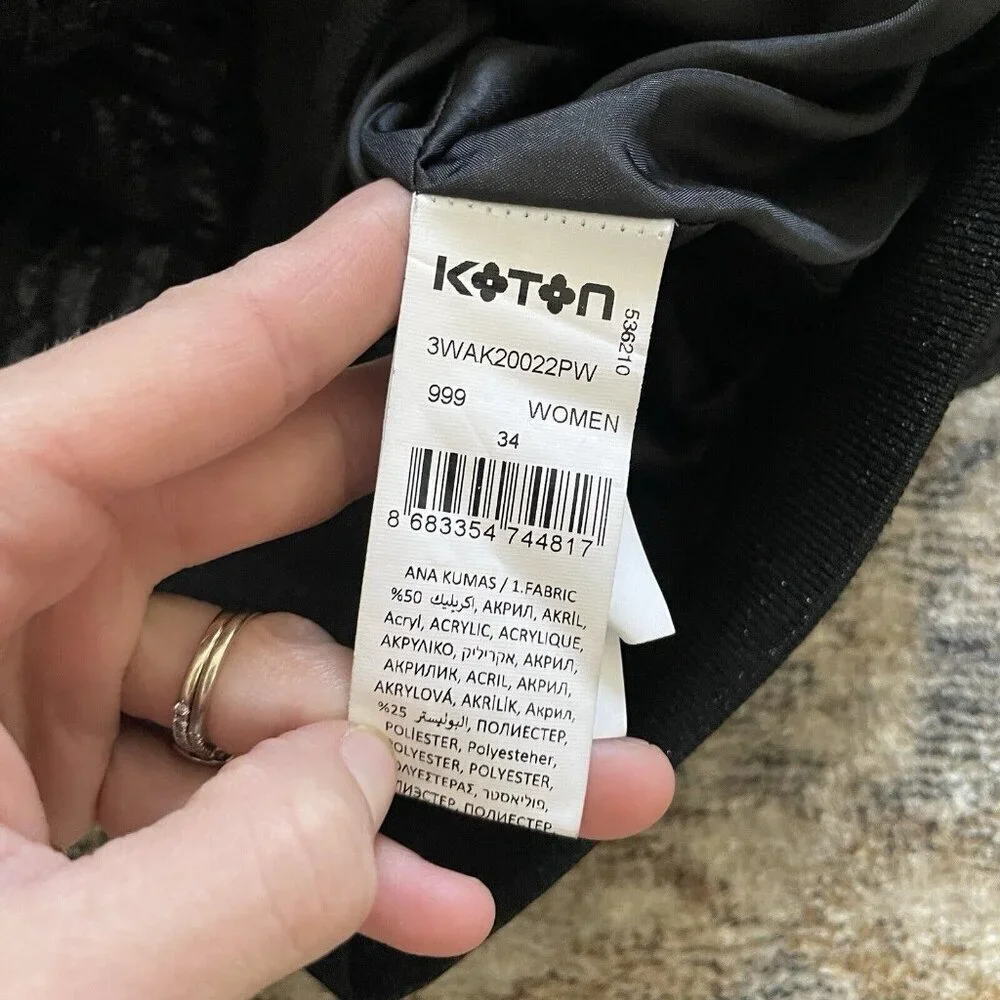 Koton Rachel Araz Jacquard Bomber Jacket Sz L Zip Black Goth Punk Mobwife Turkey